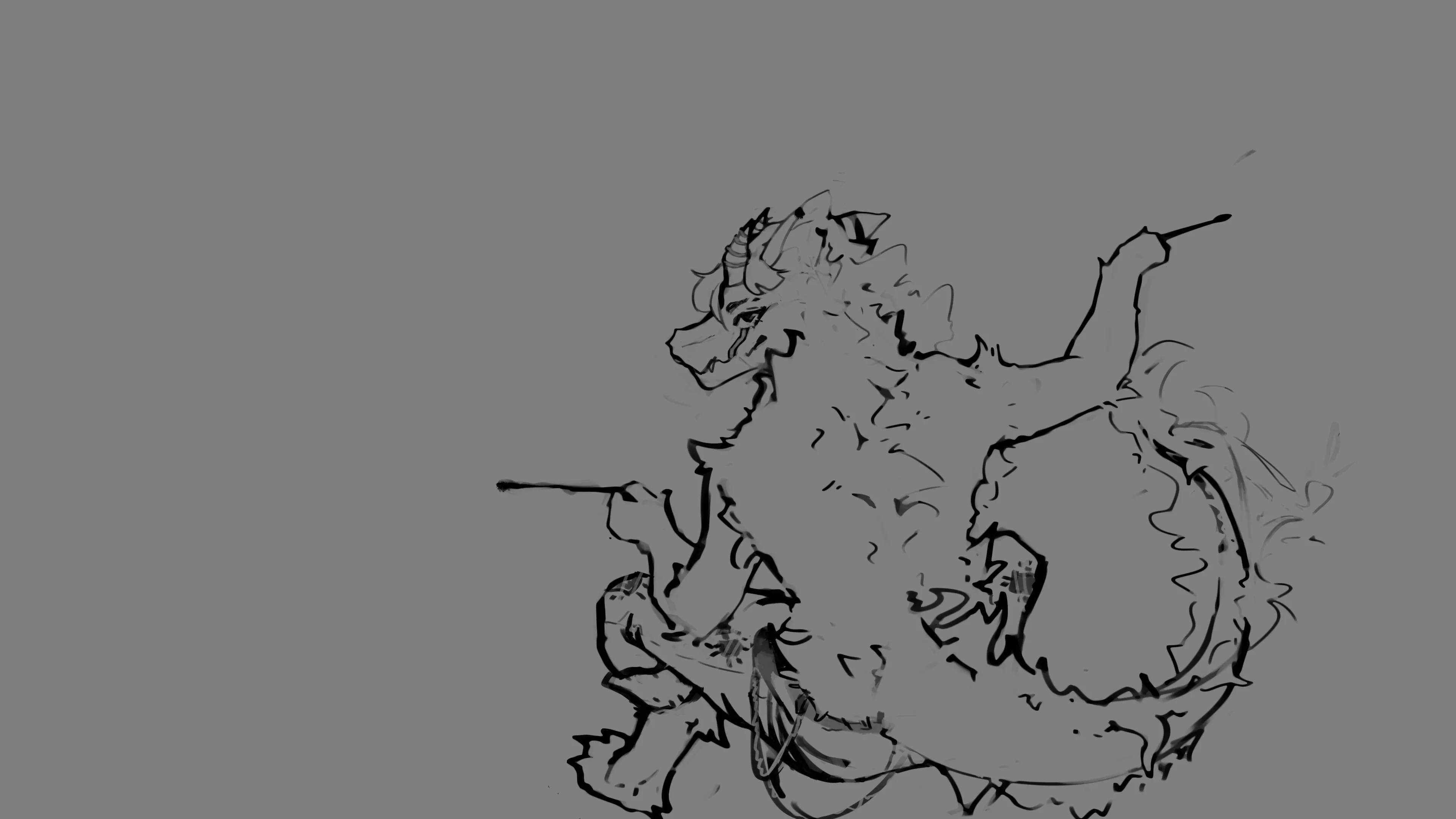 Wolf dragon lineart